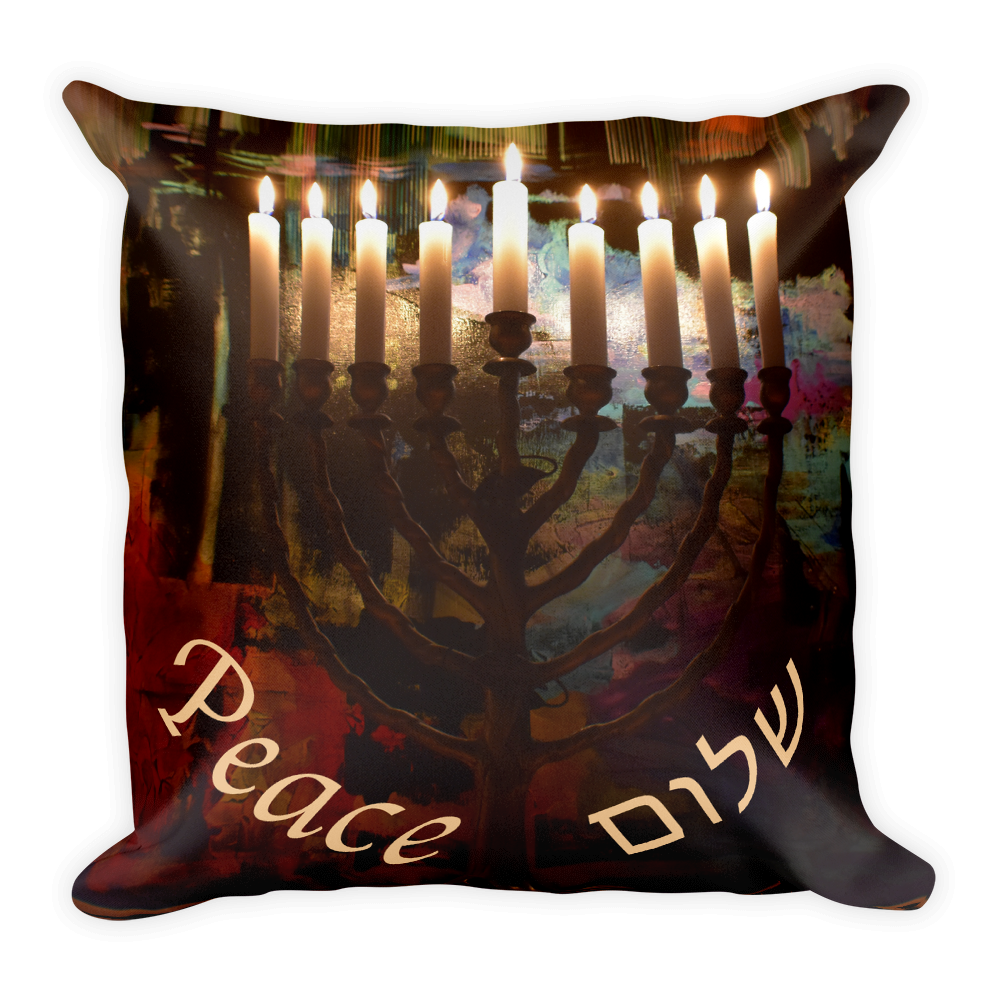 Menorah Painting Pillow for Hanukkah