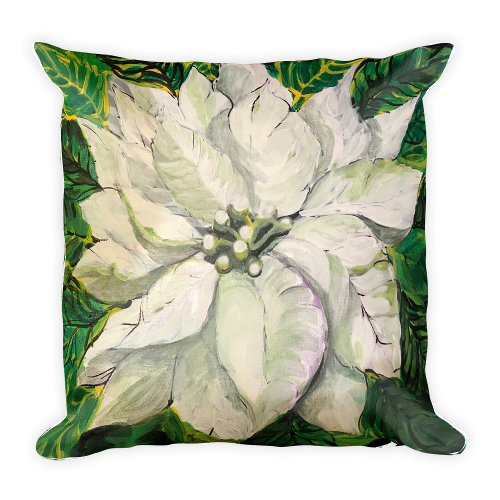 White Poinsettia Pillow