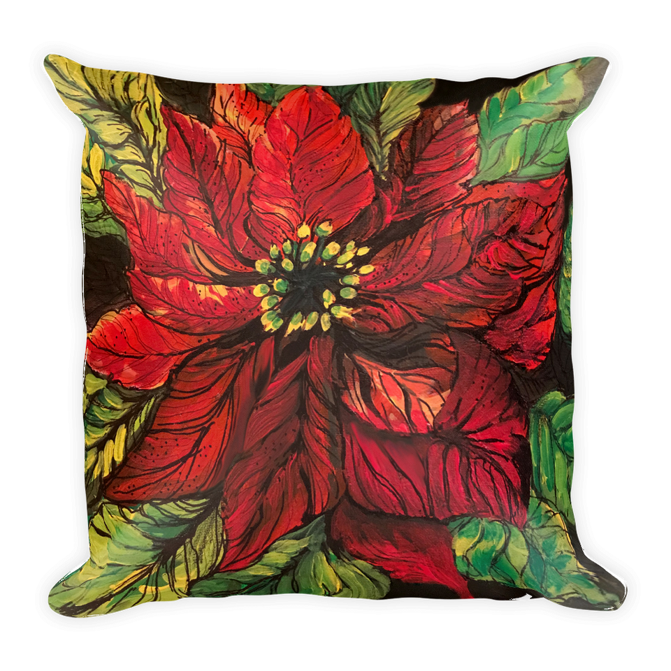 Red Poinsettia Pillow